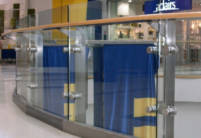 Rhodes Shopping Centre Timber Handrail with Glass Balustrade